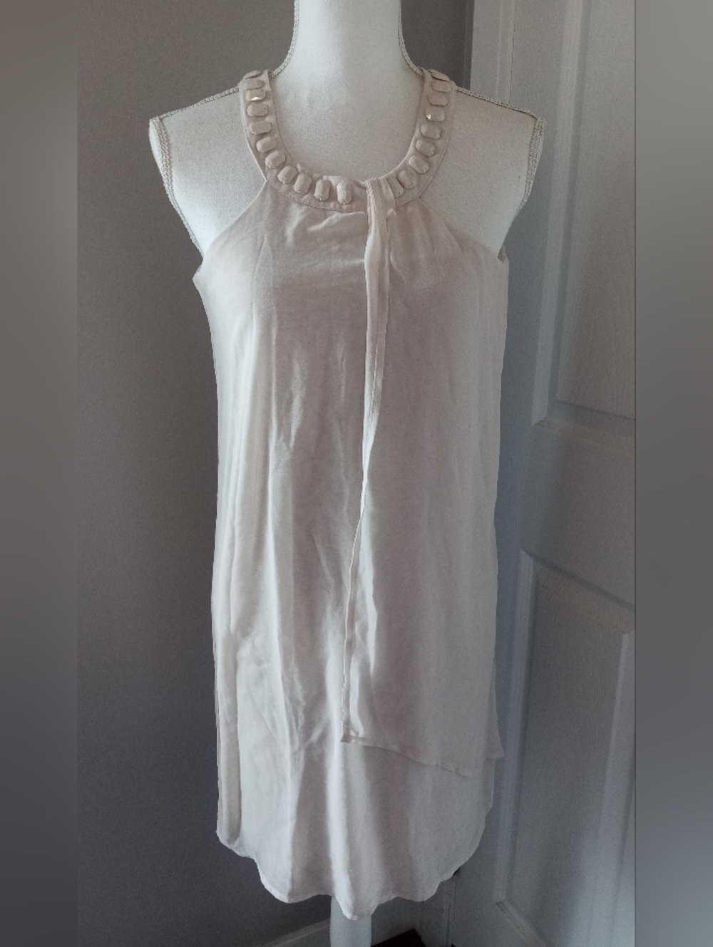 Light Cream Sleeveless Halter Neck Women's Top